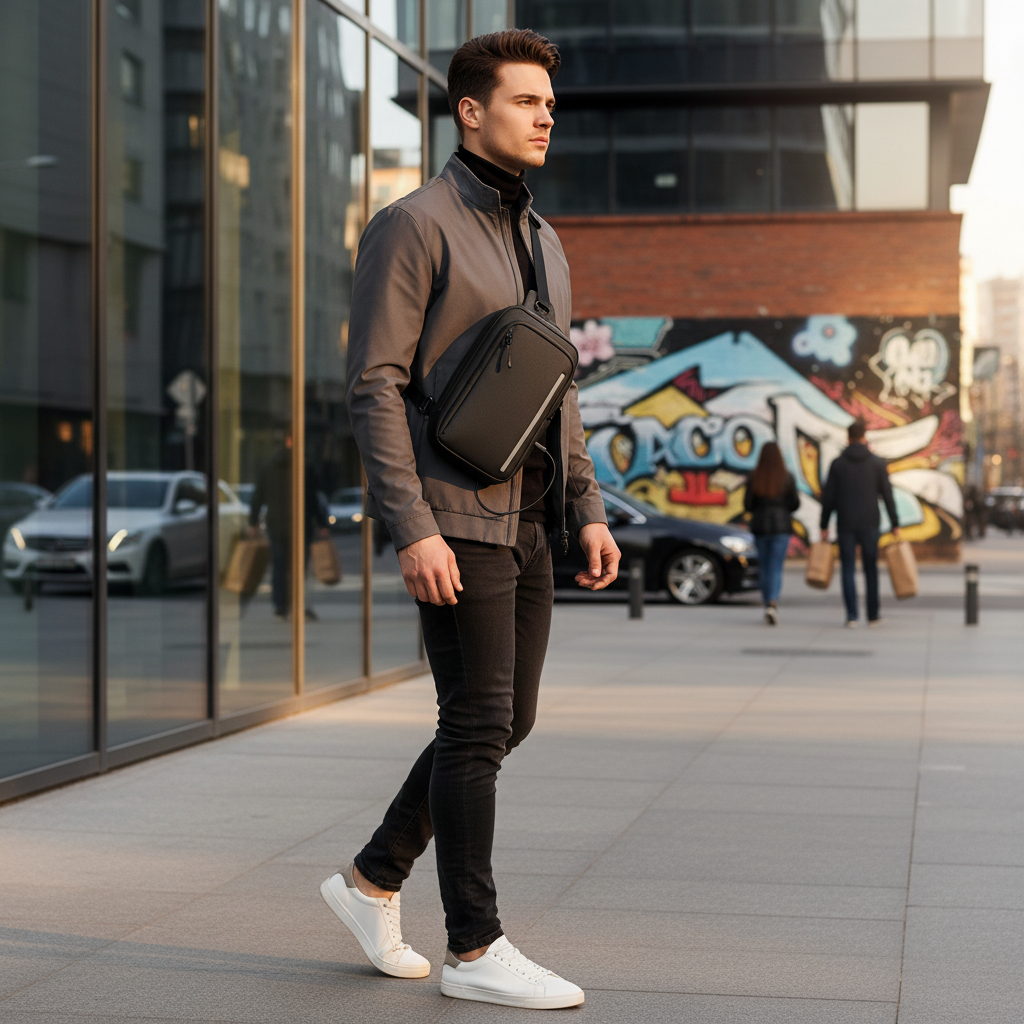 Sling Bag for Men — Crossbody Bag with USB Charging Port
